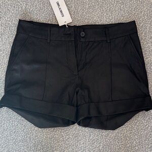 Elizabeth and James Genuine Leather High Waist Black Women's Shorts